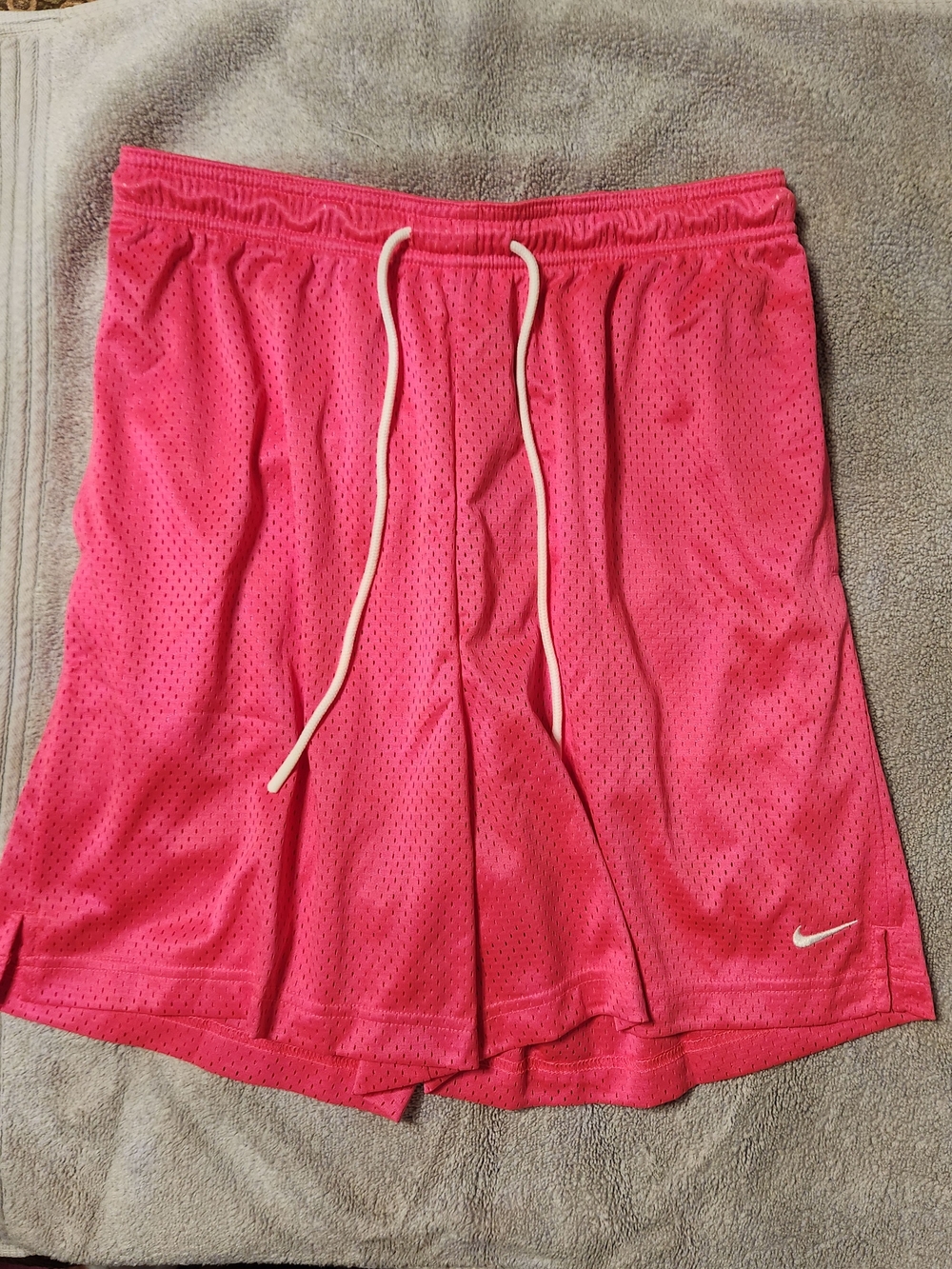 Nike Men’s Hot Pink Mesh Athletic Shorts with White Drawstring